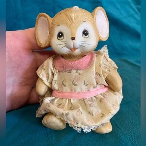 Vintage Ceramic Homco Mouse Doll Figure - Articulated, Cottagecore